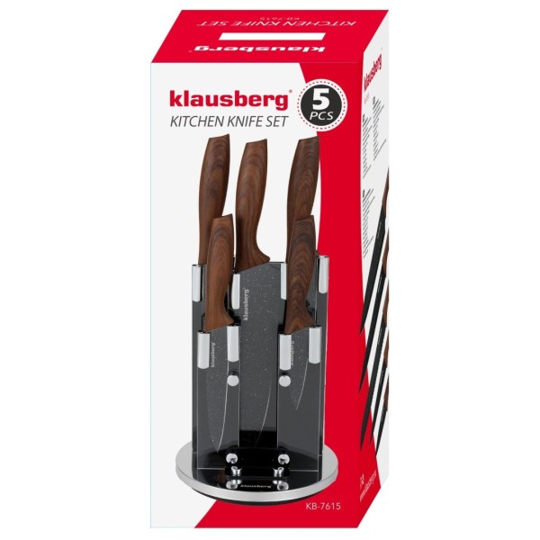 Zestaw noży kuchennych Klausberg KB-7615 5 el. w stojaku obrotowym
