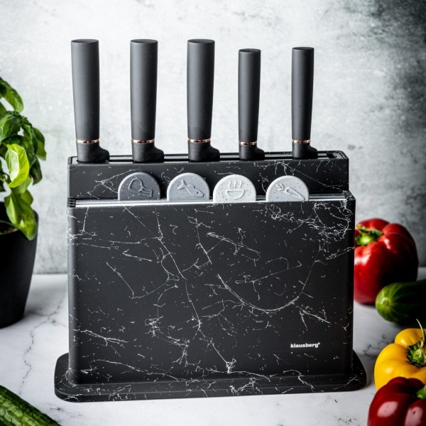 Zestaw noży kuchennych Klausberg KB-7834 10 elementów z blokiem i deskami do krojenia