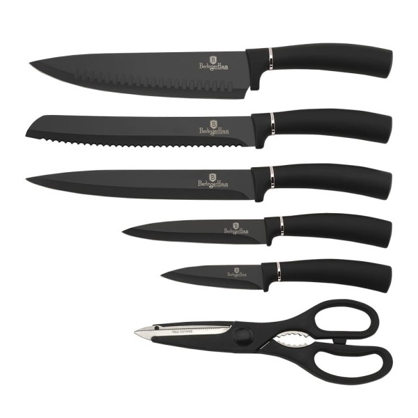 Zestaw noży kuchennych Berlinger Haus Black Silver BH-2480 z 7 elementami w stojaku
