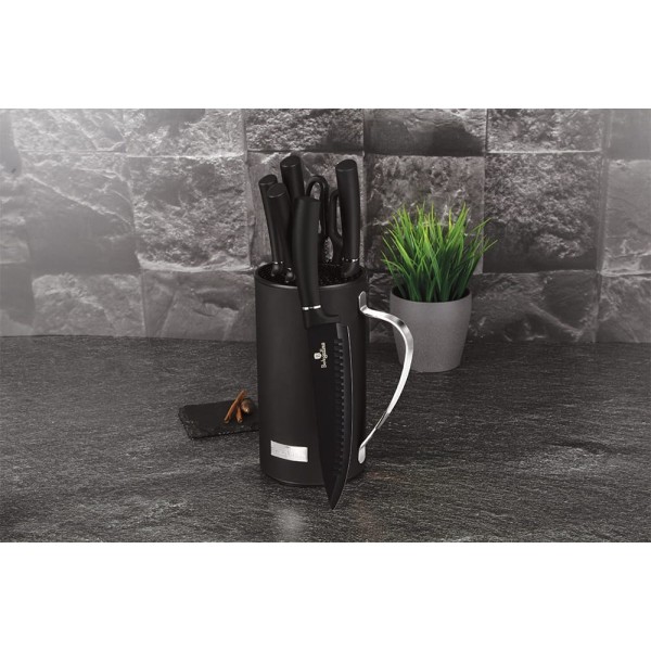 Zestaw noży kuchennych Berlinger Haus Black Silver BH-2480 z 7 elementami w stojaku