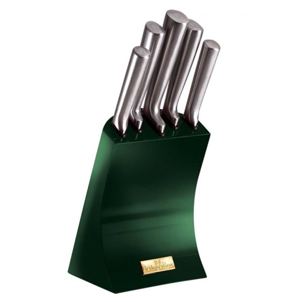 Застосовуваний набір кухонних ножів Berlinger Haus Emerald Metallic Line BH-2448 у стійці для безпечного зберігання