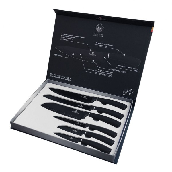 Zestaw noży kuchennych Berlinger Haus Black Silver BH-2383, 6 elementów, do codziennego użytku