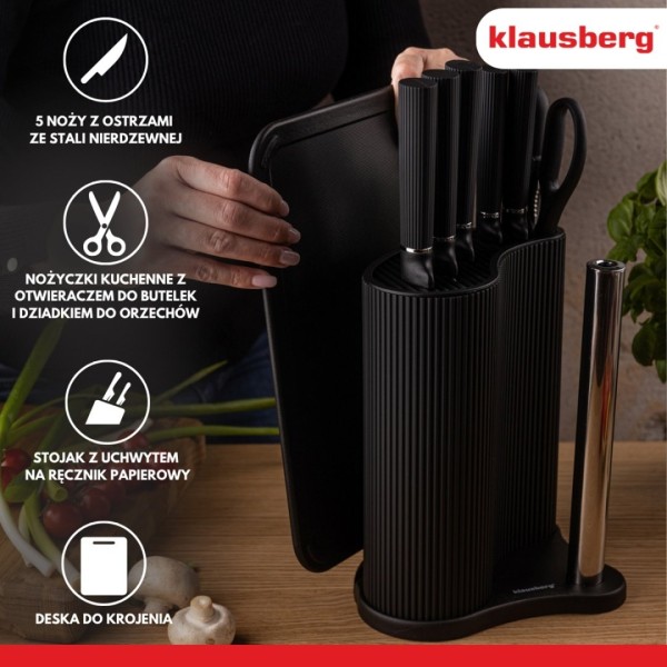 Zestaw noży kuchennych Klausberg KB-7978 (ze stojakiem i deską)