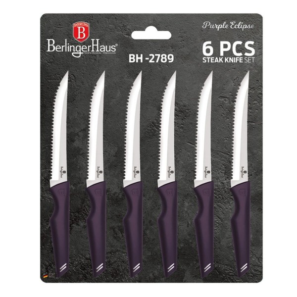 Zestaw noży kuchennych Berlinger Haus Purple Eclipse BH-2789 do steków i pizzy 6 el.