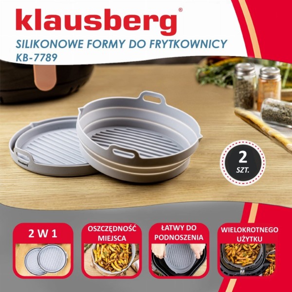 Zestaw wkładów silikonowych Klausberg KB-7789 do frytkownicy beztłuszczowej 20 cm okrągły składany 2 sztuki