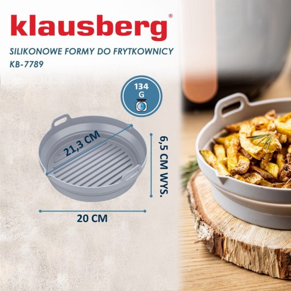 Zestaw wkładów silikonowych Klausberg KB-7789 do frytkownicy beztłuszczowej 20 cm okrągły składany 2 sztuki