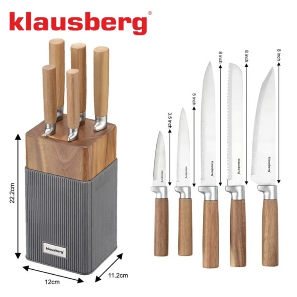 Zestaw noży kuchennych Klausberg KB-7983 (blok akacjowy)