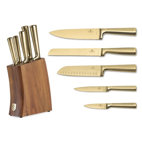 Zestaw noży kuchennych Sahara Collection BH-3125, 5 szt., blok akacjowy