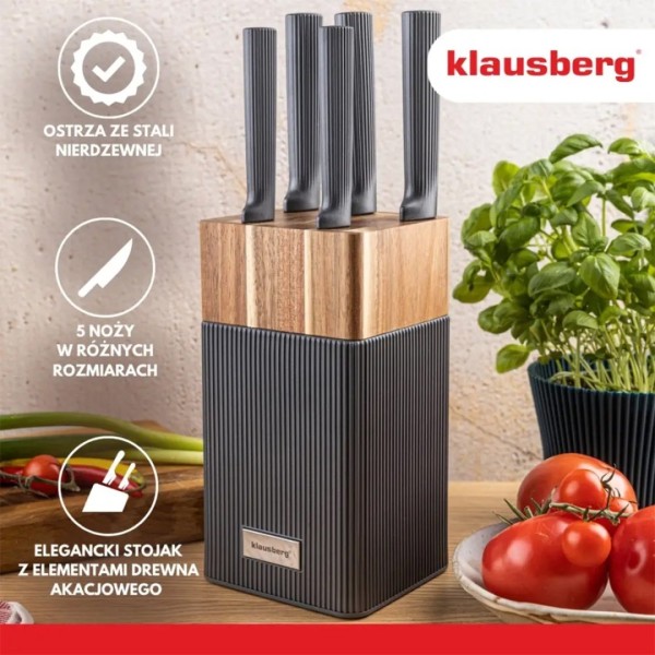 Zestaw noży kuchennych Klausberg KB-7982 (blok z akacji)