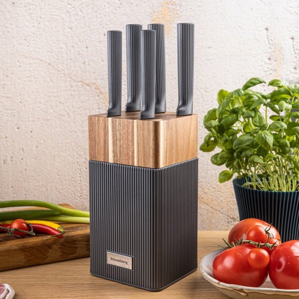 Zestaw noży kuchennych Klausberg KB-7982 (blok z akacji)