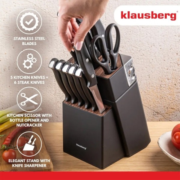 Zestaw noży kuchennych i do steków Klausberg KB-7985 (w bloku)