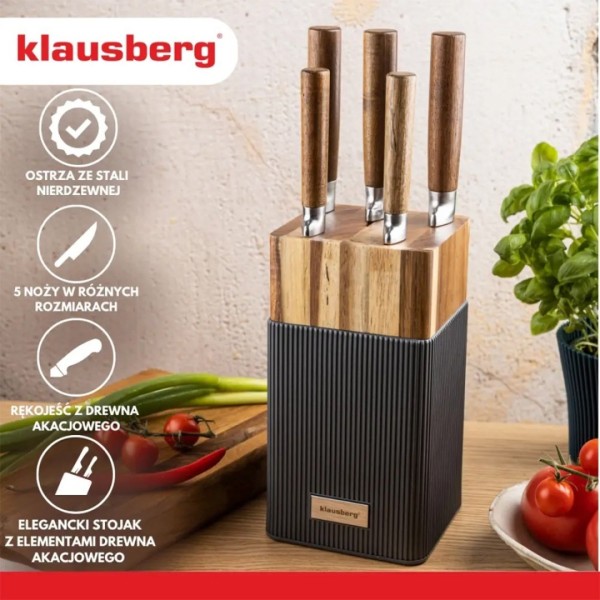Zestaw noży kuchennych Klausberg KB-7984 (blok akacjowy)