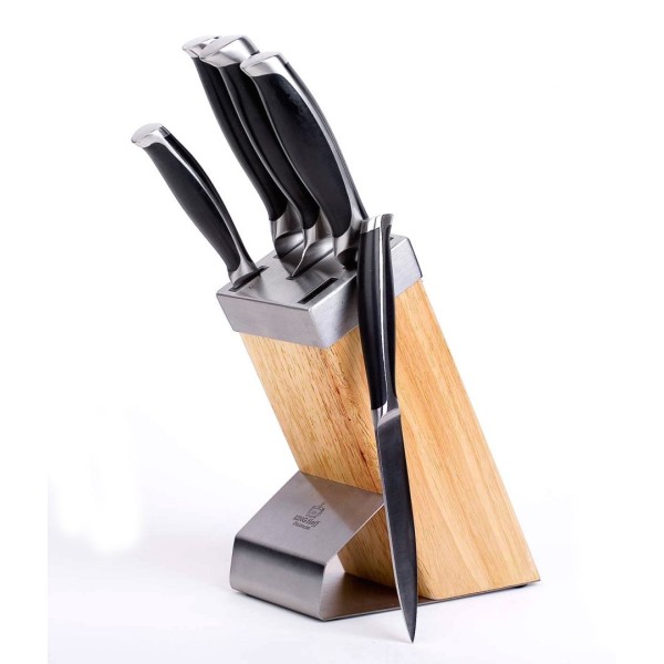 Zestaw noży kuchennych KiNGHOFF KH-3462 w bloku 6 elementów do codziennego krojenia