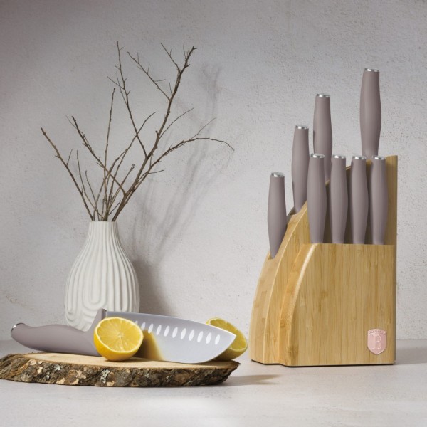 Zestaw noży kuchennych Berlinger Haus Taupe BH-3122 w bloku bambusowym 10 elementów