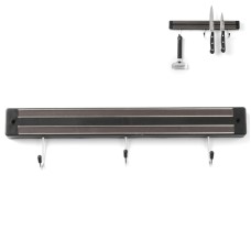 Магнітна планка Hendi 820209 для ножів, 300 мм, з гачками — кріплення на стіну для кухні