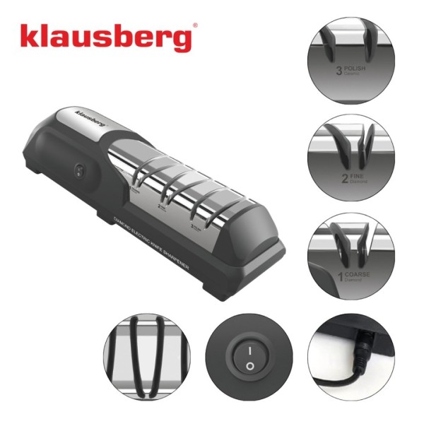Elektryczna ostrzałka do noży Klausberg KB-7945 z diamentową powłoką