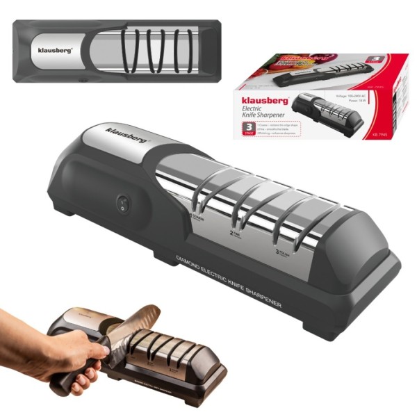 Elektryczna ostrzałka do noży Klausberg KB-7945 z diamentową powłoką