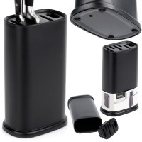 Підставка-органайзер, EXCELLENT HOUSEWARE, Stojak na noże 229168, чорна з перегородками для ножів на кухні