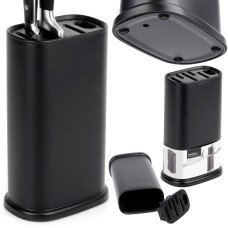 Підставка-органайзер, EXCELLENT HOUSEWARE, Stojak na noże 229168, чорна з перегородками для ножів на кухні