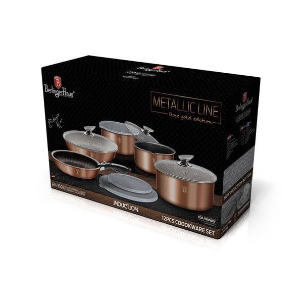 Komplet garnków Berlinger Haus Copper Metallic Line BH-1591 do wyposażenia kuchni tytanowy