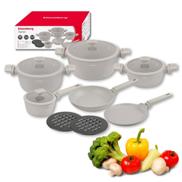 Zestaw garnków, Klausberg KB-7967, 12 elementów, powłoka marmurkowa, do kuchni