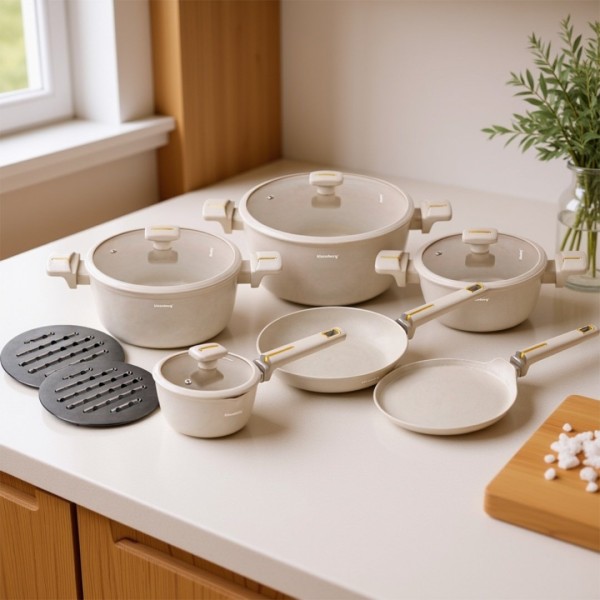 Zestaw garnków, Klausberg KB-7967, 12 elementów, powłoka marmurkowa, do kuchni