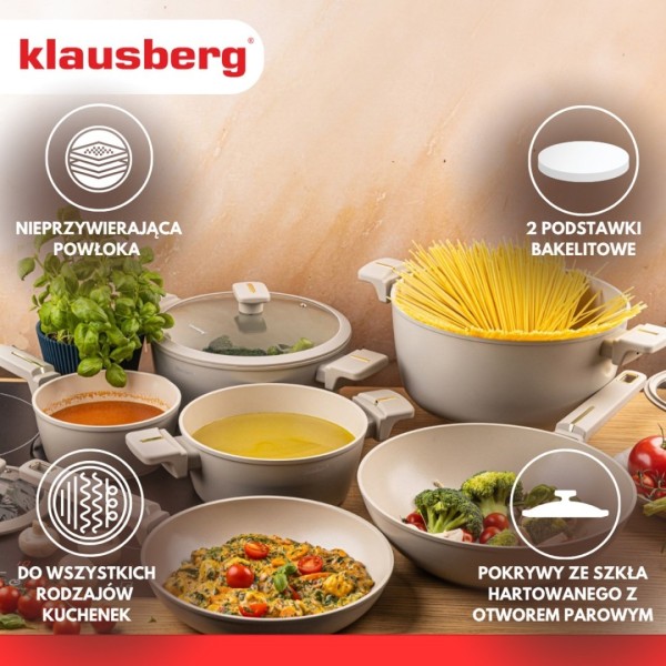 Zestaw garnków Klausberg KB-7969 – 12 elementów, powłoka marmurkowa, do domu