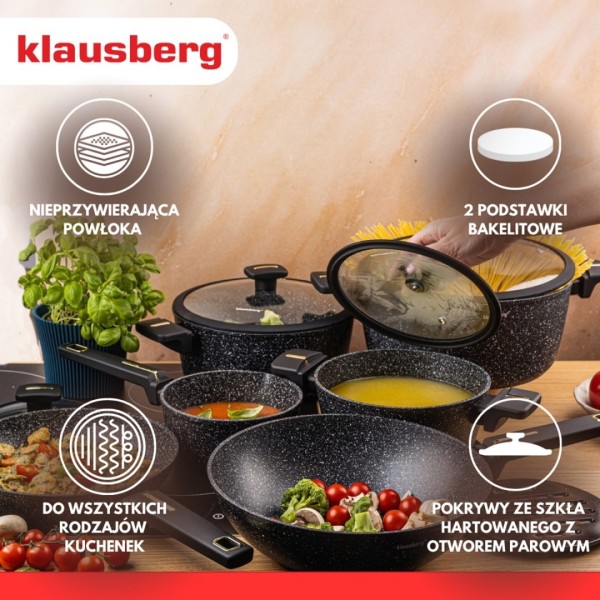 Zestaw garnków Klausberg KB-7968, 12 elementów, powłoka marmurkowa