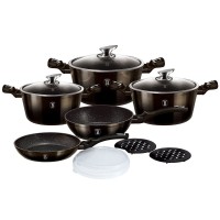 Набір каструль Berlinger Haus Metallic Shiny Black BH-6615 для готування різноманітних страв дома