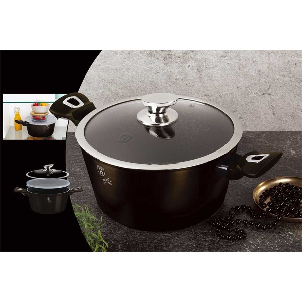 Набір каструль Berlinger Haus Metallic Shiny Black BH-6615 для готування різноманітних страв дома