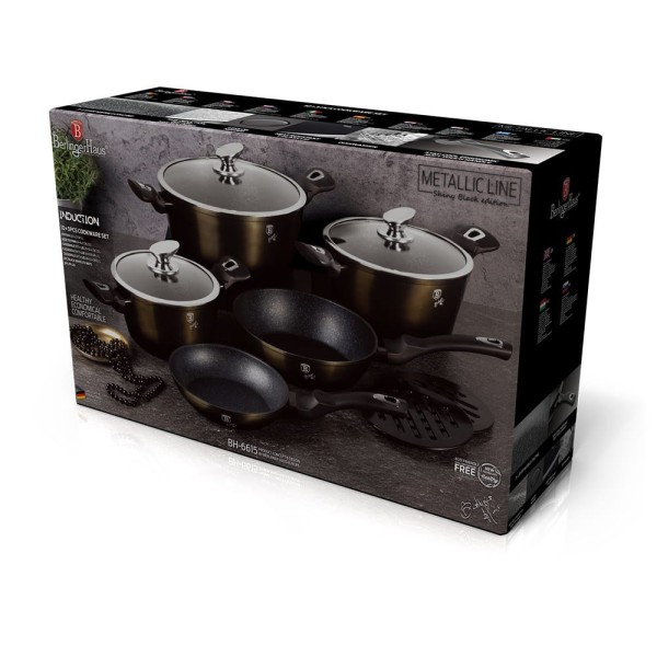 Набір каструль Berlinger Haus Metallic Shiny Black BH-6615 для готування різноманітних страв дома