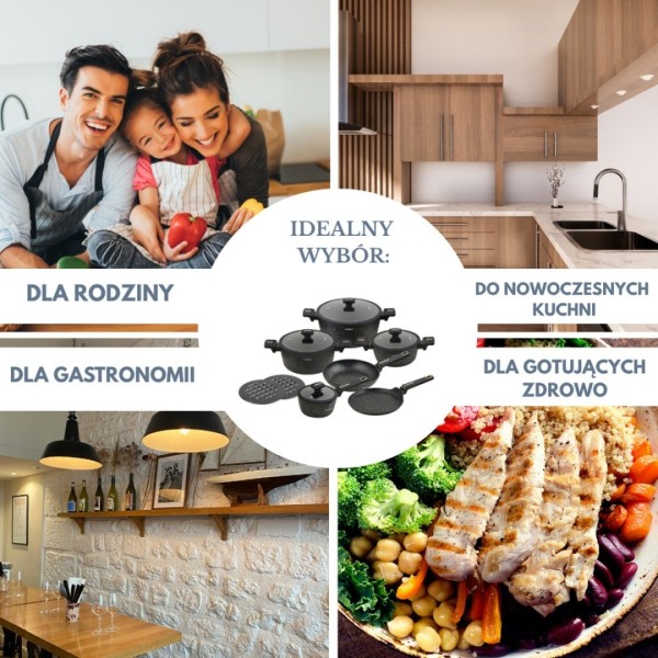 Zestaw garnków Klausberg KB-7966, 12 elem., powłoka marmurkowa, do kuchni