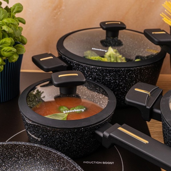 Zestaw garnków Klausberg KB-7966, 12 elem., powłoka marmurkowa, do kuchni