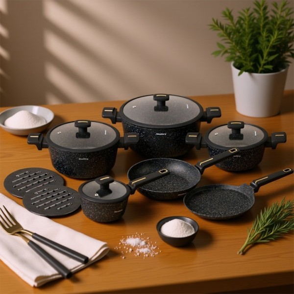 Zestaw garnków Klausberg KB-7966, 12 elem., powłoka marmurkowa, do kuchni