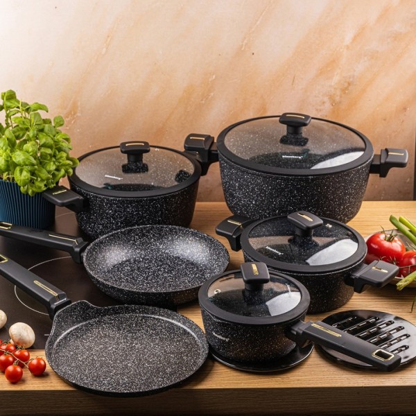 Zestaw garnków Klausberg KB-7966, 12 elem., powłoka marmurkowa, do kuchni