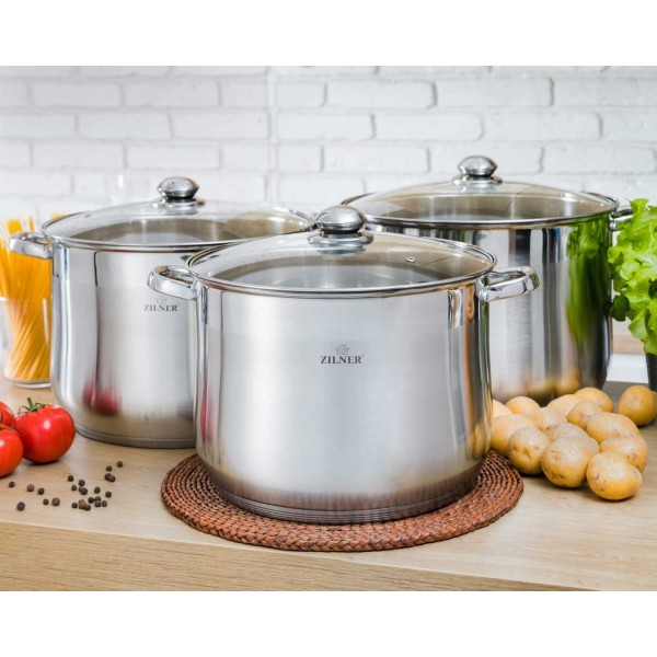 Komplet garnków gastronomicznych Zilner ZL-7352 16L 20L 23L do profesjonalnej kuchni