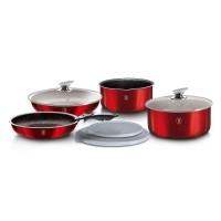 Komplet garnków Berlinger Haus Click & Cook Metallic Line Burgundy 9 elementów