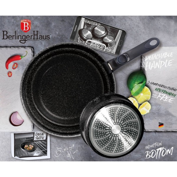Komplet garnków Berlinger Haus Click & Cook Metallic Line Burgundy 9 elementów