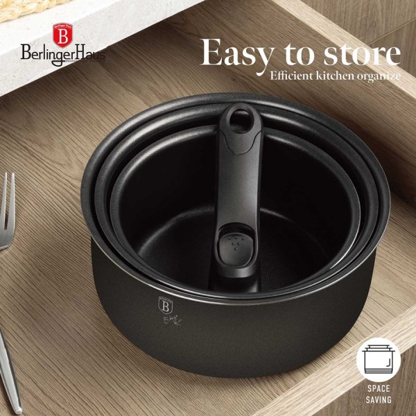 Zestaw garnków Berlinger Haus BH-8252 Antracite 12 el. do codziennego gotowania