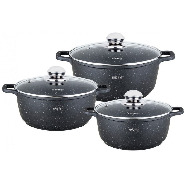 Komplet garnków Kinghoff KH-1606 3 sztuki 2,3 4,5 6,5L do kuchni