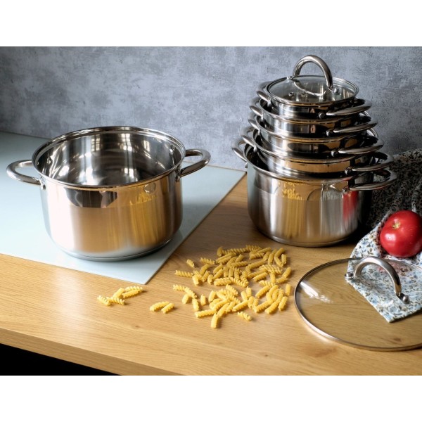 Komplet garnków Brunbeste BB-2152 stalowy 12 elementów do kuchni