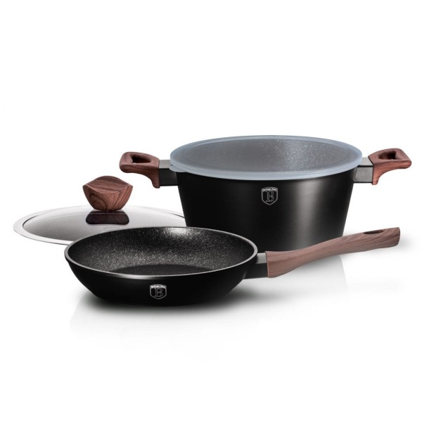 Комплект каструль Berlinger Haus Ebony Rosewood Line BH-6782, 3 шт, Ø 24 см для приготування страв