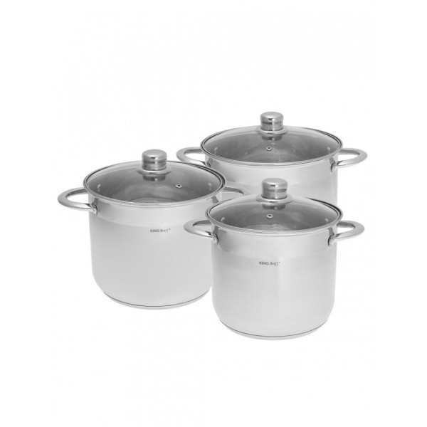 Komplet garnków Kinghoff KH-4312, 6 elementów, pojemność 16L/13L/11L, do kuchni