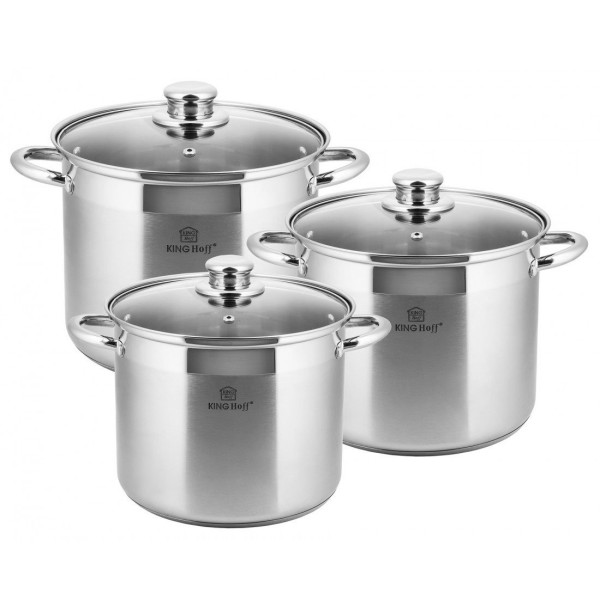 Komplet garnków Kinghoff KH-4312, 6 elementów, pojemność 16L/13L/11L, do kuchni
