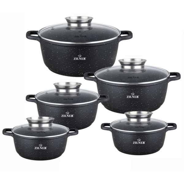Komplet garnków Zilner ZL-8522 marmurowy 5 sztuk 16-26 cm do kuchni