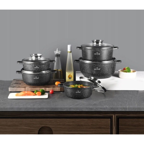 Komplet garnków Zilner ZL-8522 marmurowy 5 sztuk 16-26 cm do kuchni