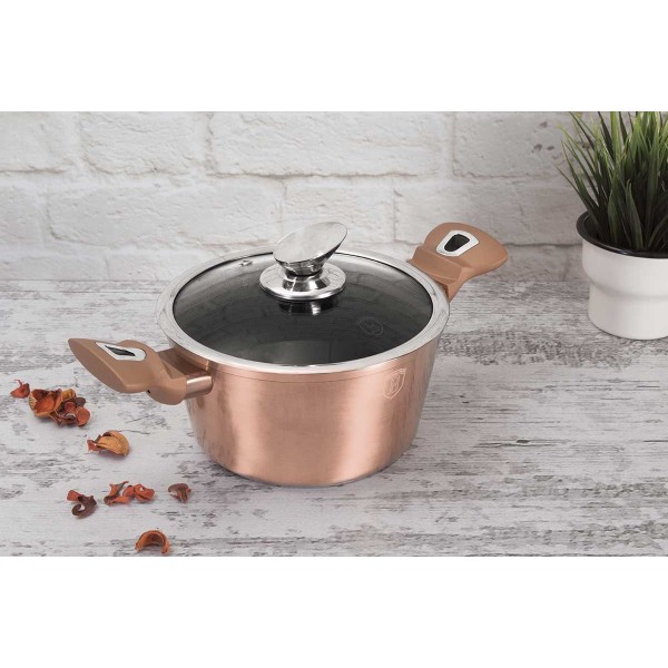 Набір посуду BerlingerHaus BH-7047 Rose Gold для приготування на кухні, каструлі та сковорідки