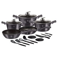 Komplet garnków Berlinger Haus Carbon Pro BH-6920 z powłoką granitową i nożami 17 el.