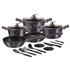 Komplet garnków Berlinger Haus Carbon Pro BH-6920 z powłoką granitową i nożami 17 el.