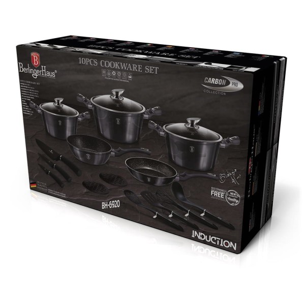 Komplet garnków Berlinger Haus Carbon Pro BH-6920 z powłoką granitową i nożami 17 el.